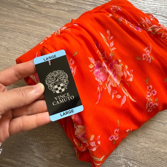 Vince Camuto Orange Floral Women's Dress-Size L- NWT - Picture 15 of 15